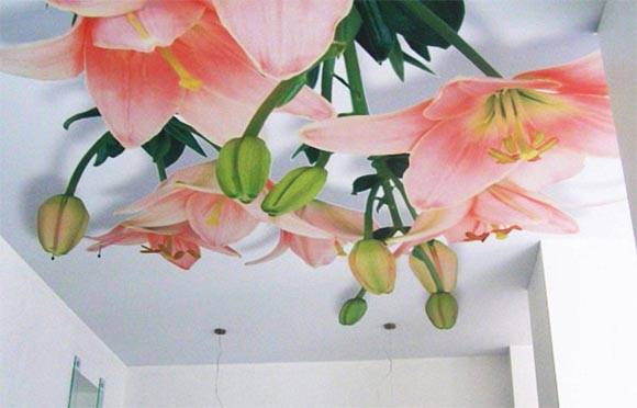 Натяжной потолок с рисунком - украшение квартиры - фото