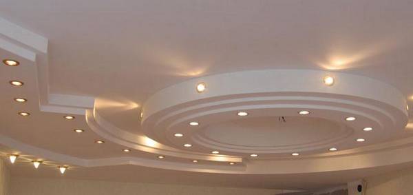 Навесные потолки из гипсокартона в доме - фото
